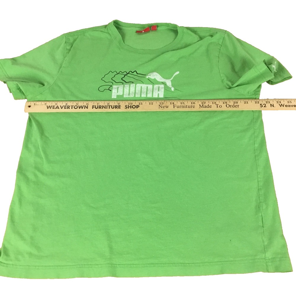 Puma Mens‎ Graphic T-Shirt Green Short Sleeve Crew Neck Logo Cotton Size Large